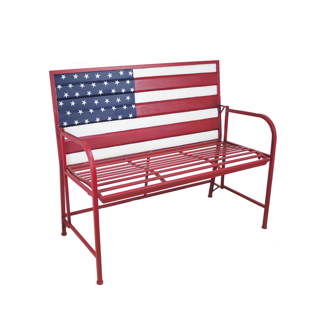 Metal Flag Bench Antiqued