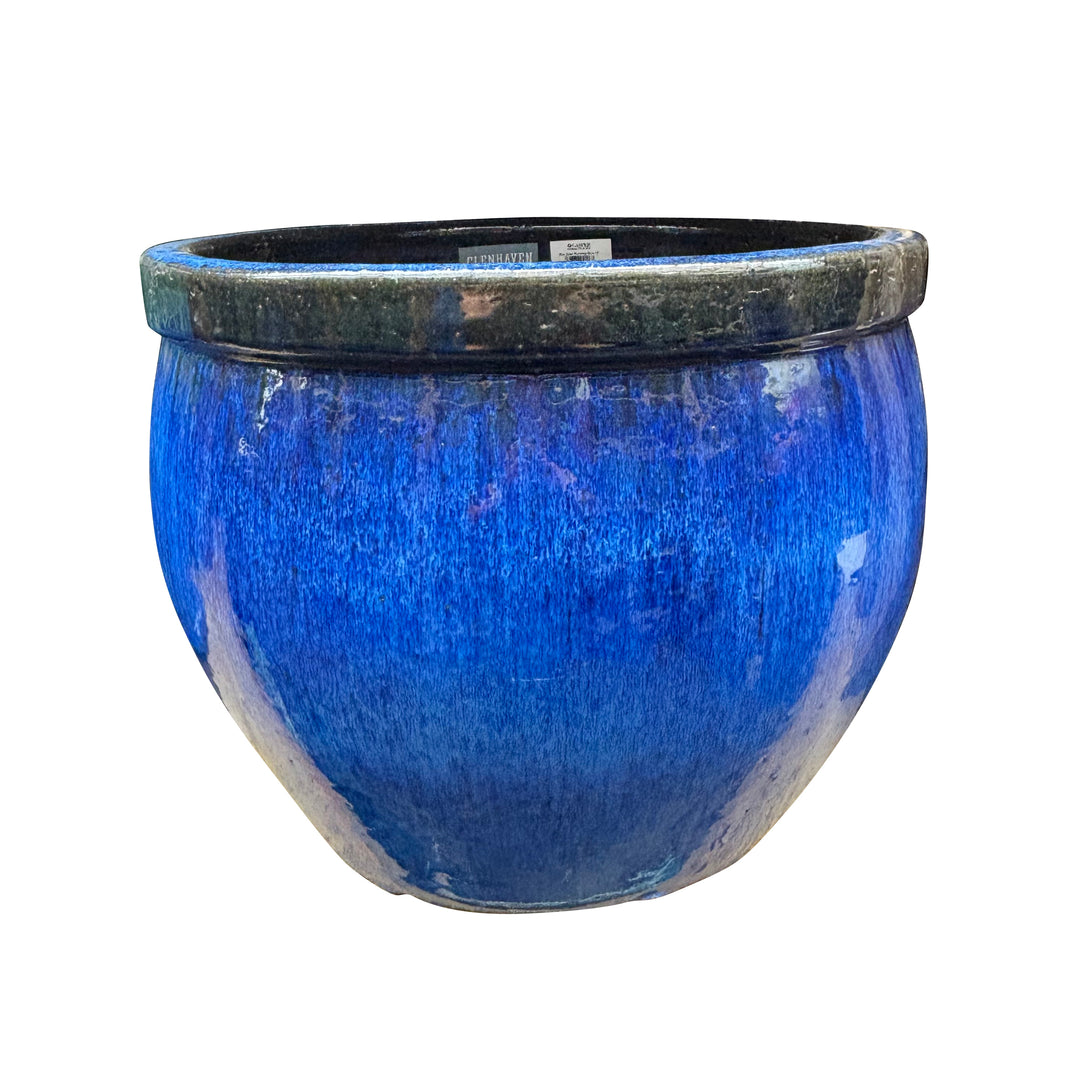 Rimmed Bowl Pot Running Blue