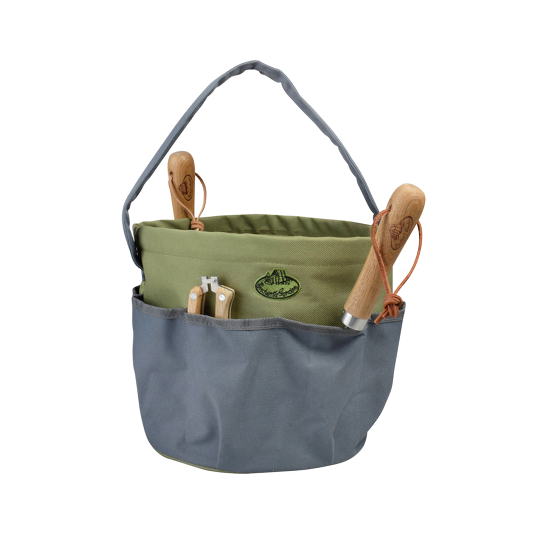 Round Garden Tool Bag, Green & Gray