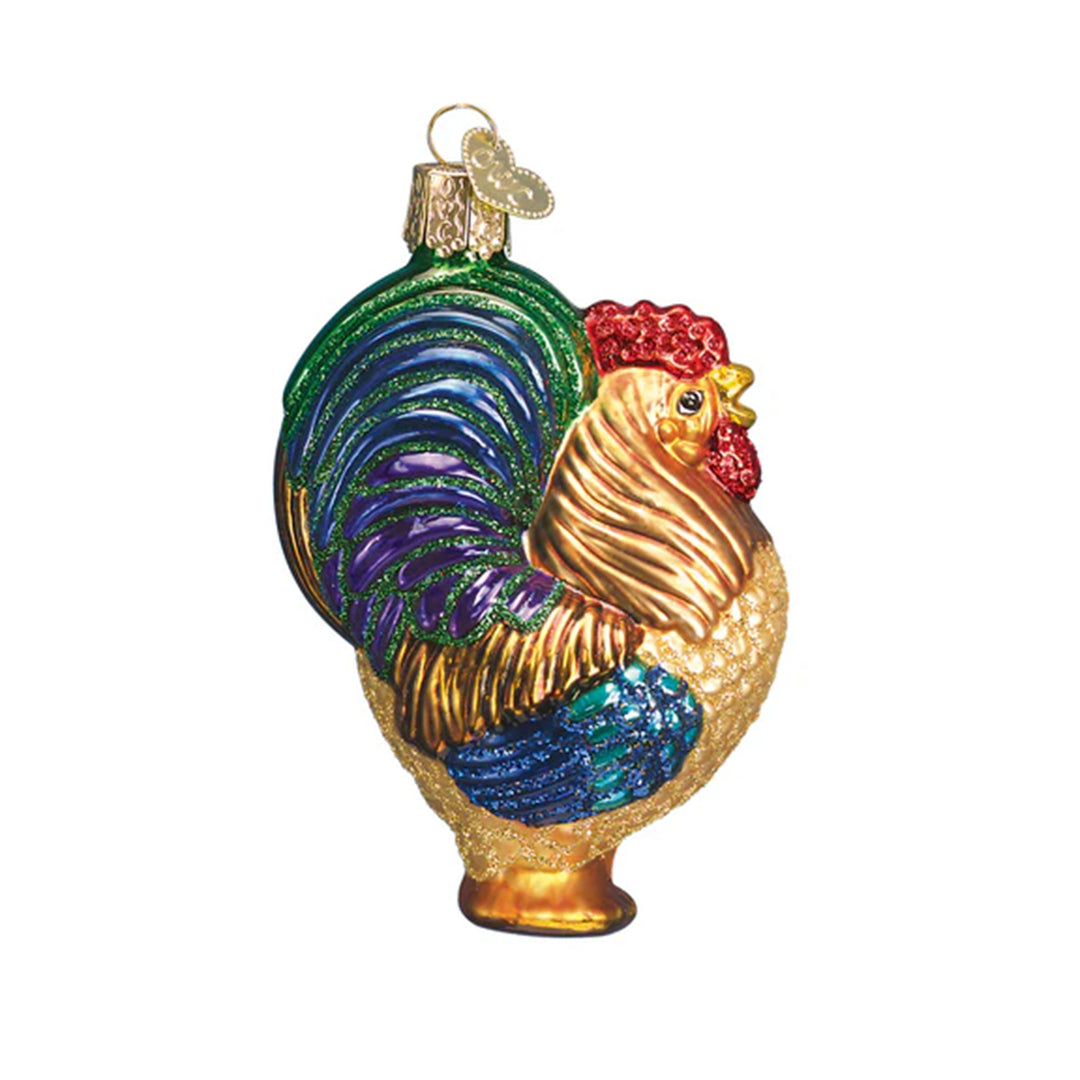 Glass Rooster Ornament