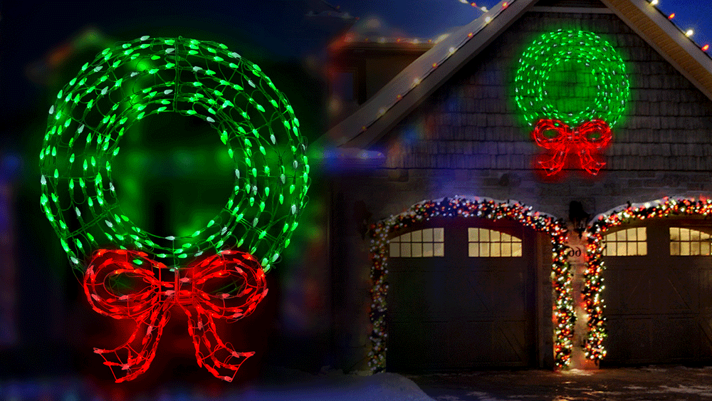 Wreath and Bow LED Light Display