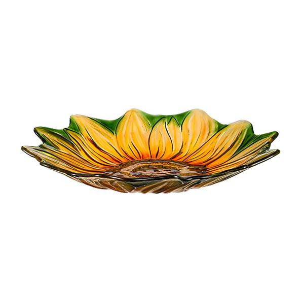 Hand Painted and Embossed Shaped Bird Bath, Sunflower