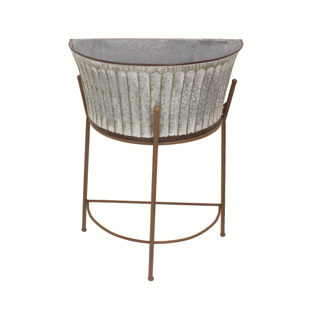 Metal Half-Bucket Planter on Stand