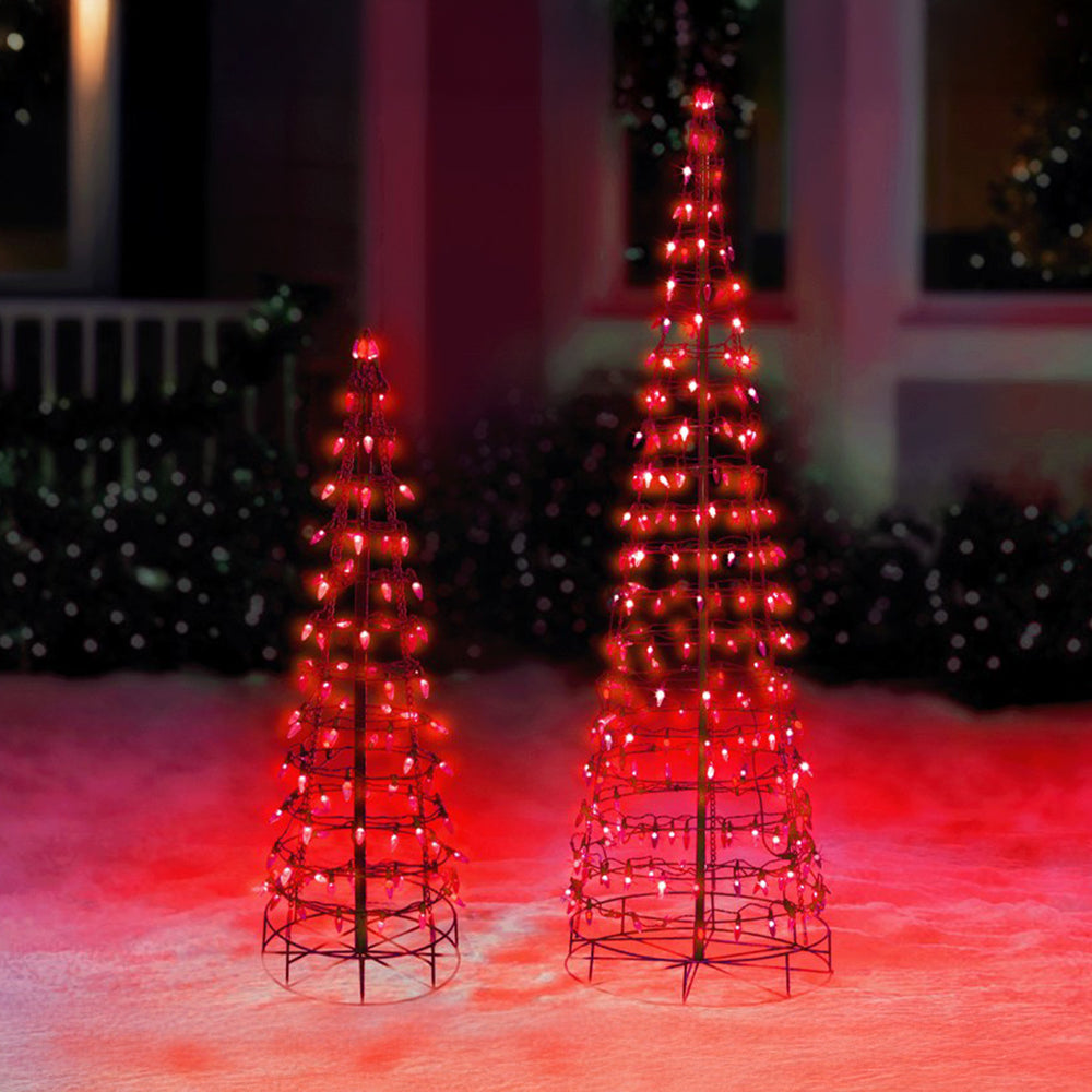 Red Cone Tree LED Light Display
