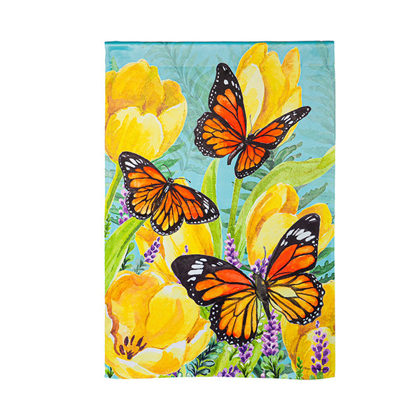 Tulip and Butterfly House Suede Flag