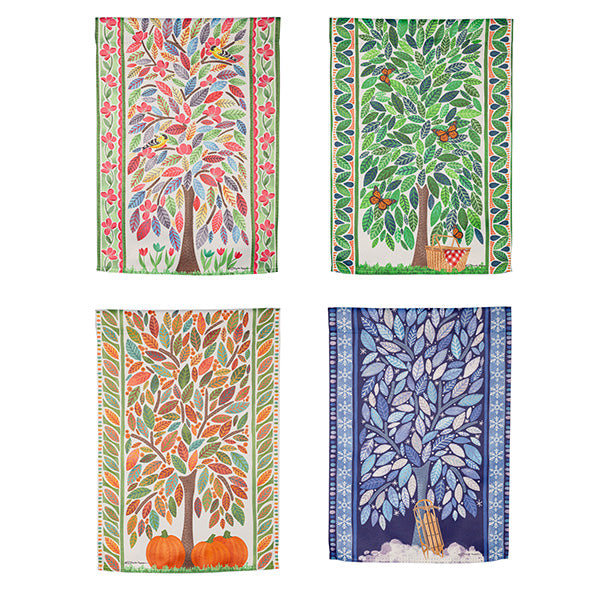 4 Season Trees Suede Garden Flag, Set of 4