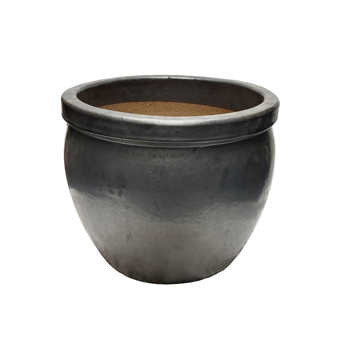 Rimmed Bowl Pot Matte Black