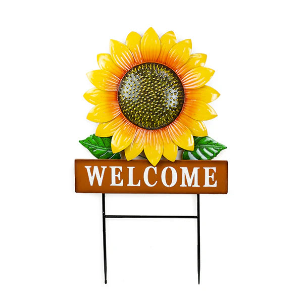 Metal Welcome Sunflower Stake