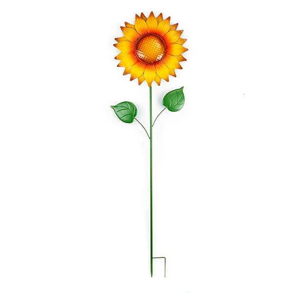 Metal Sunflower Stake with Glass