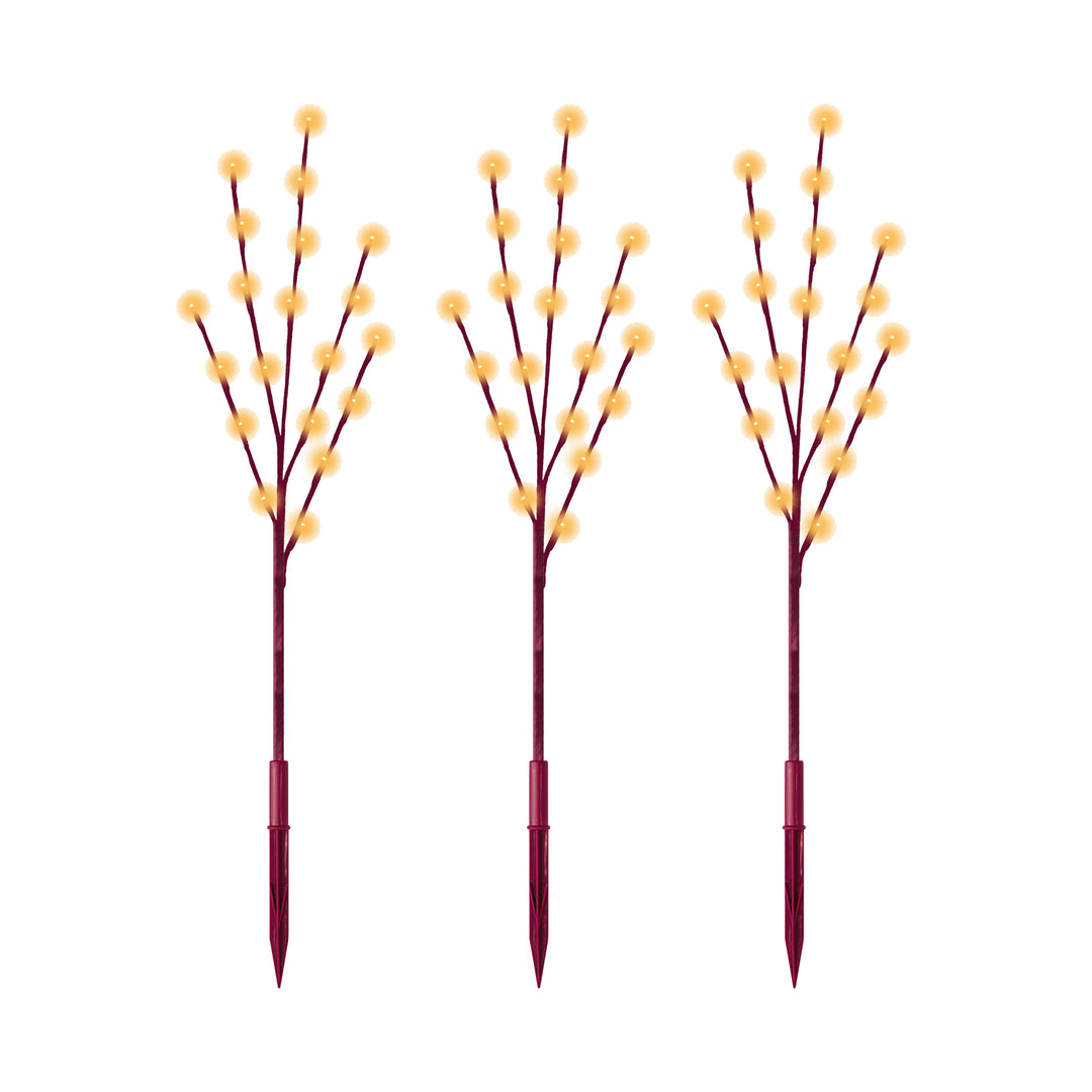 Twig Branch 3-Pack LED Light Display Red Dogwood Warm White