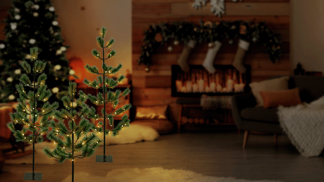 Austrian Pine Family 3-Pack LED Light Display