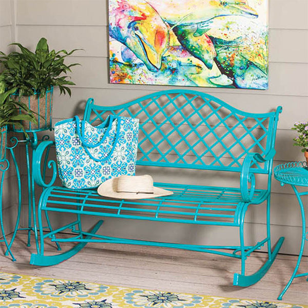 Powder-Coated Indoor/Outdoor Metal Rocker, Turquoise