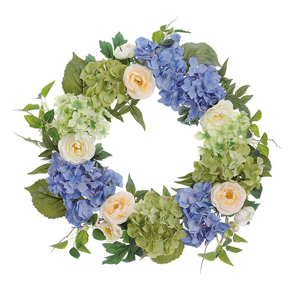 Green Blue Hydrangea Wreath