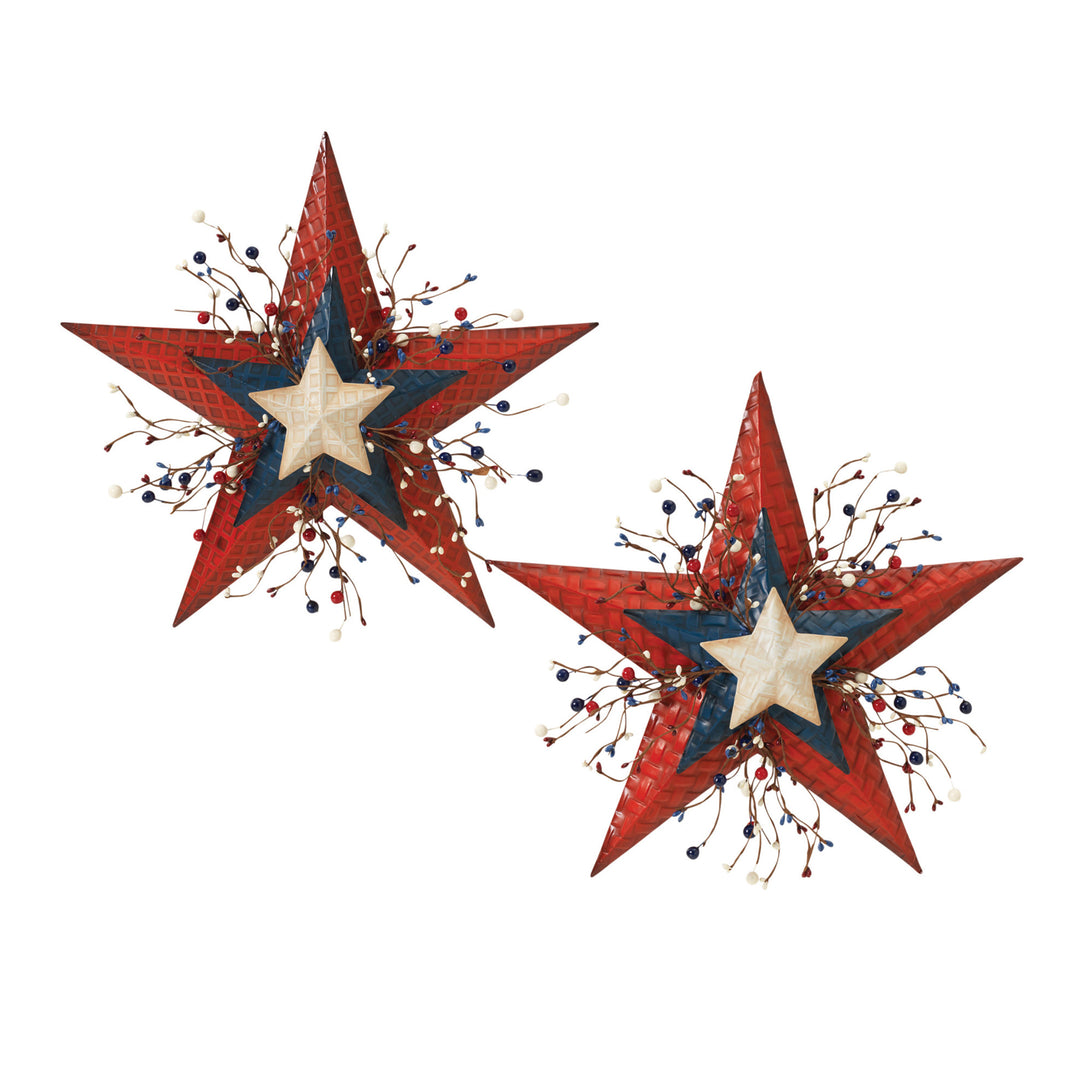 Wall Hanging Americana Star With Berry Accent 2 Assorted Styles