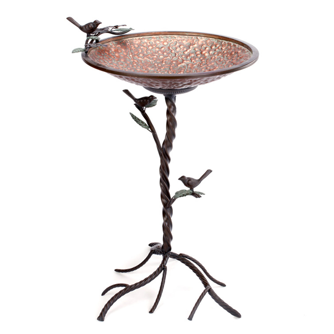 Copper Metal Birdbath with Birds