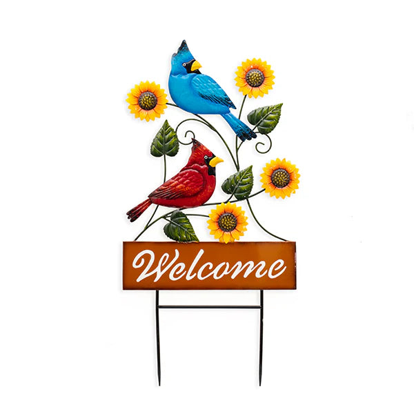 Metal Welcome Stake with 2 Birds