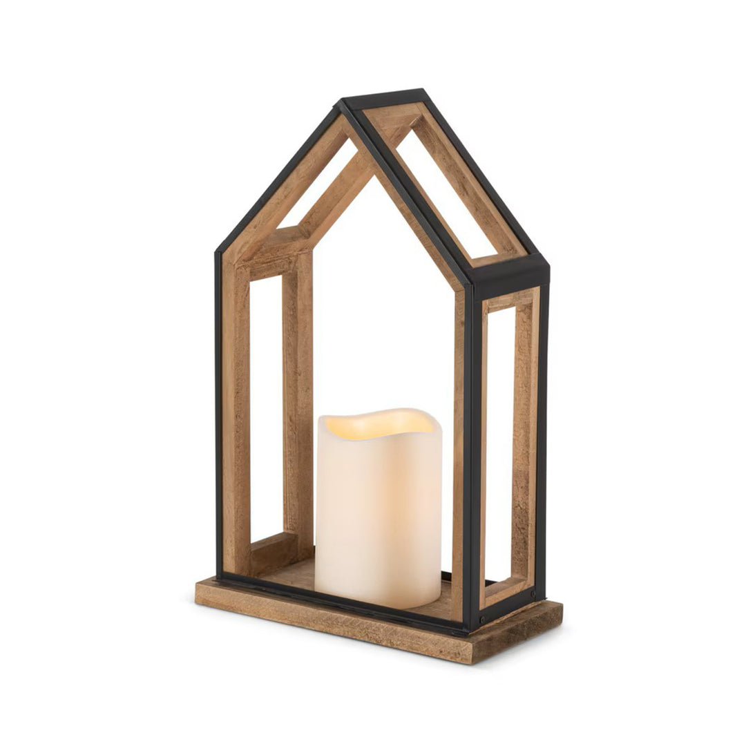 Industrial Lantern with Resin LED Candle