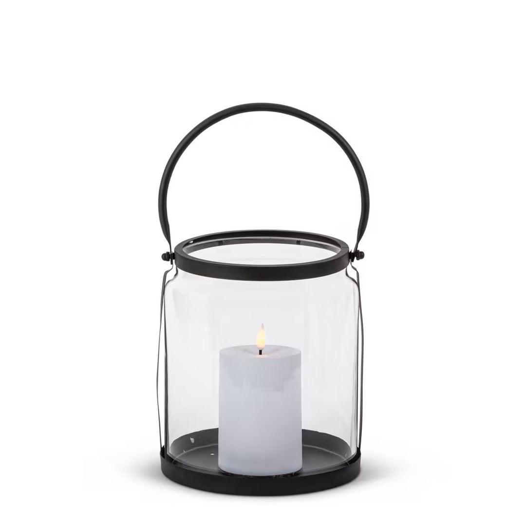 Glass Jar Lantern with Resin LED Candle
