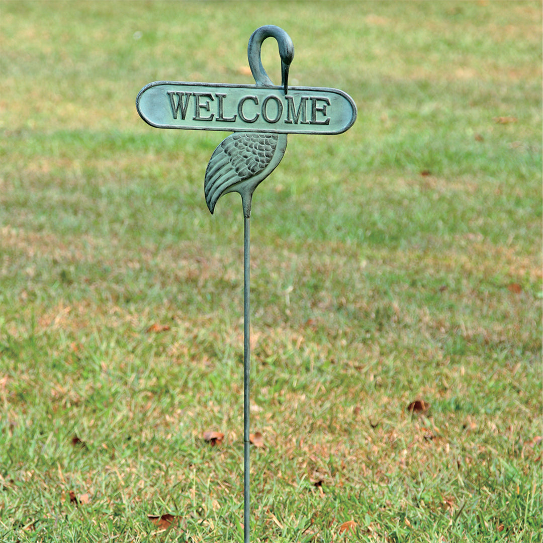 Welcoming Crane Garden Stake