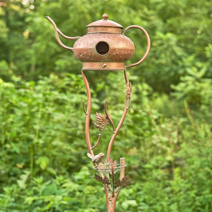 Antique Copper Genie Lamp Bird House on Stake