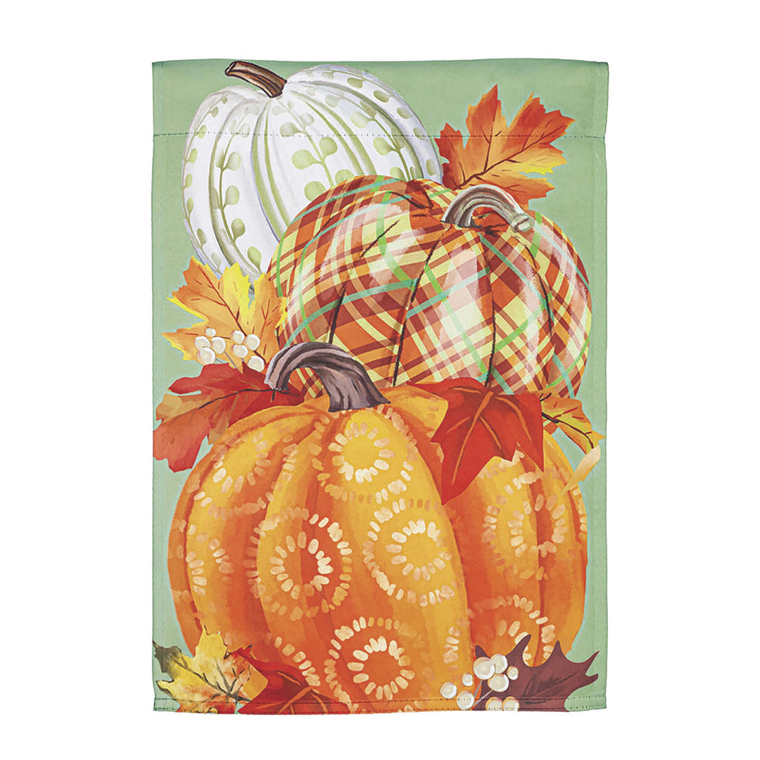 Painted Fall Pumpkins Garden Suede Flag