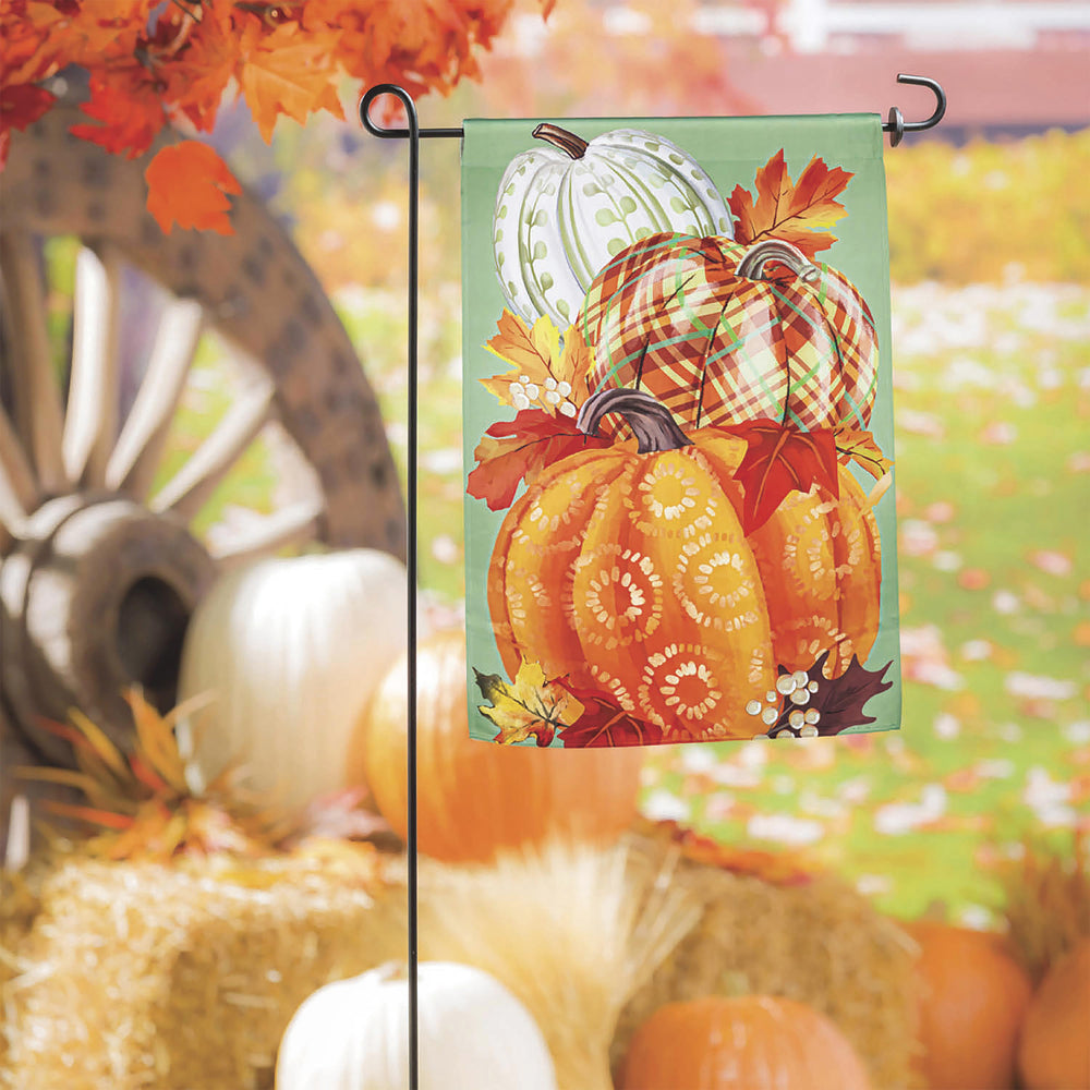 Painted Fall Pumpkins Garden Suede Flag
