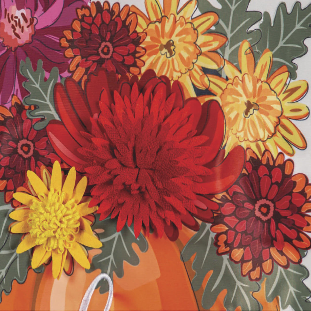 Mums and Pumpkin Applique Garden Flags