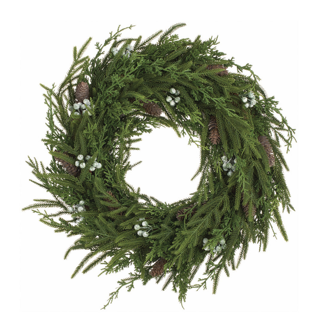 Pinecone White Berry & Pine Wreath