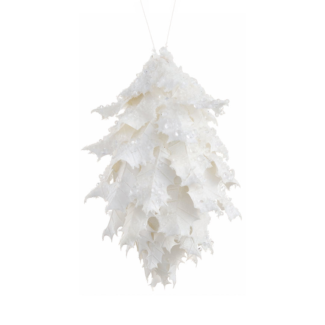 Iced Holly Leaf Finial Ornament