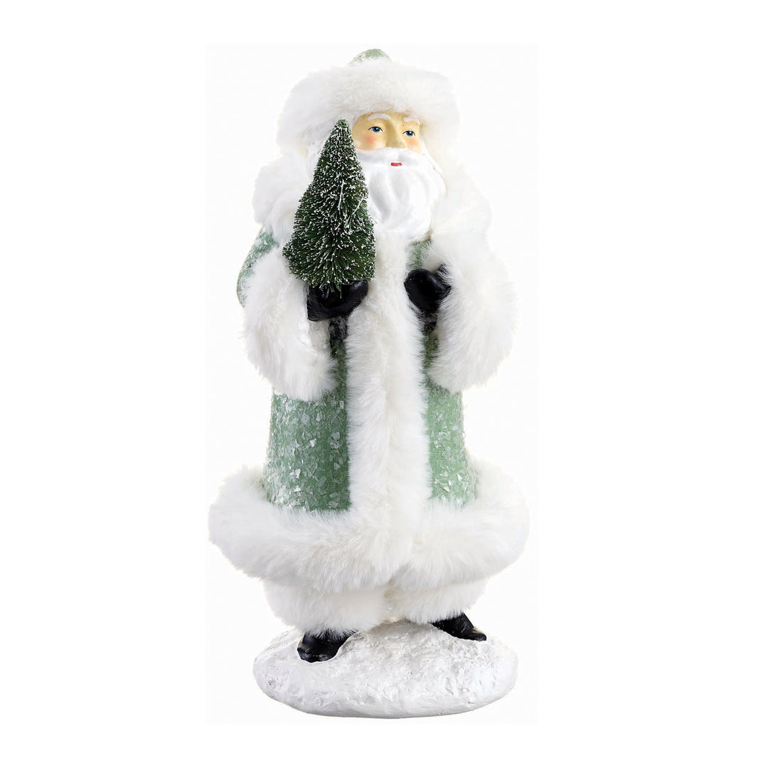 Glittered Santa Holding A Tree