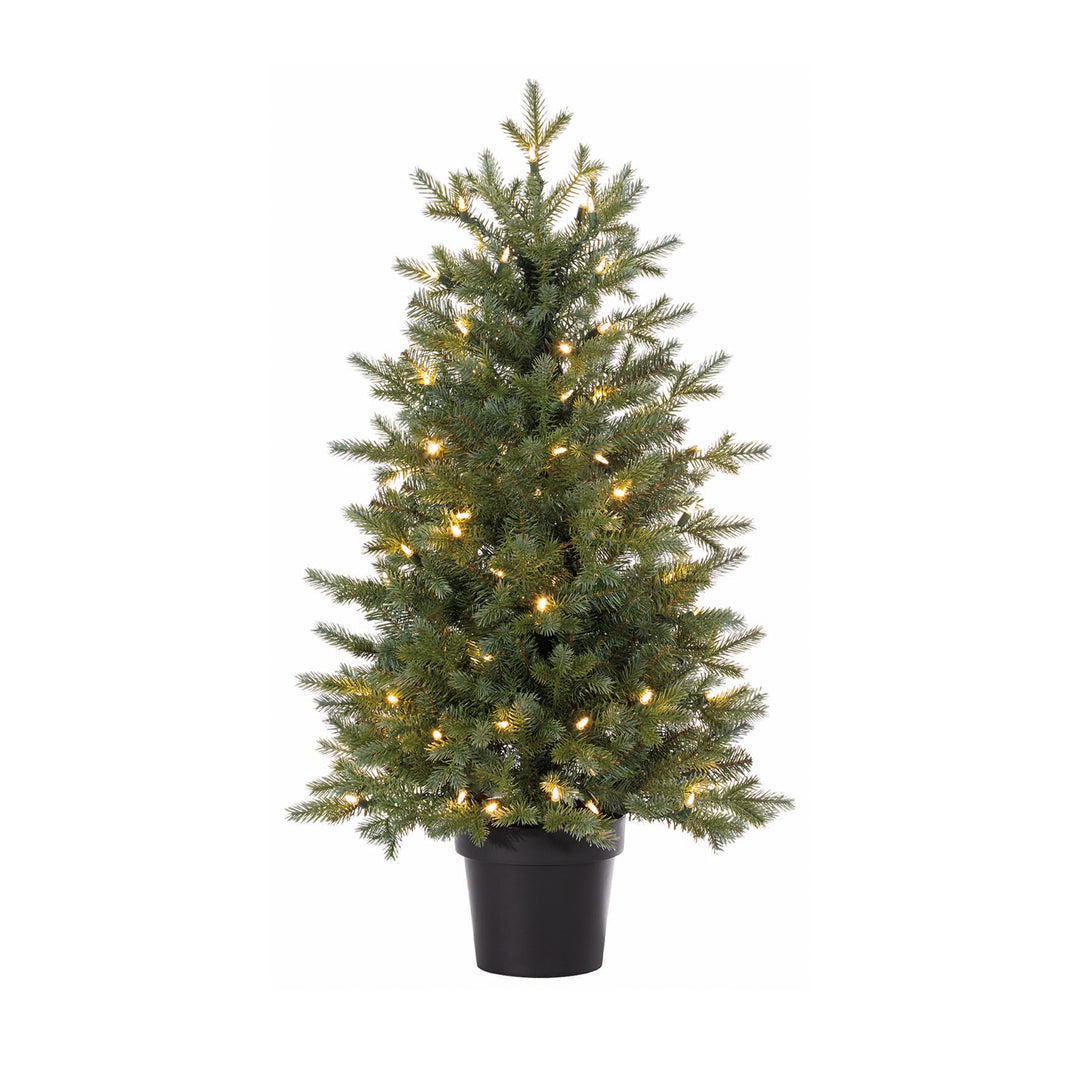 Artificial Norway Fir Tree with LED Lights in Plastic Pot
