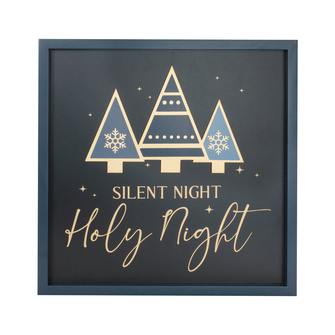 Framed Blue & Gold Christmas Tree Plaque