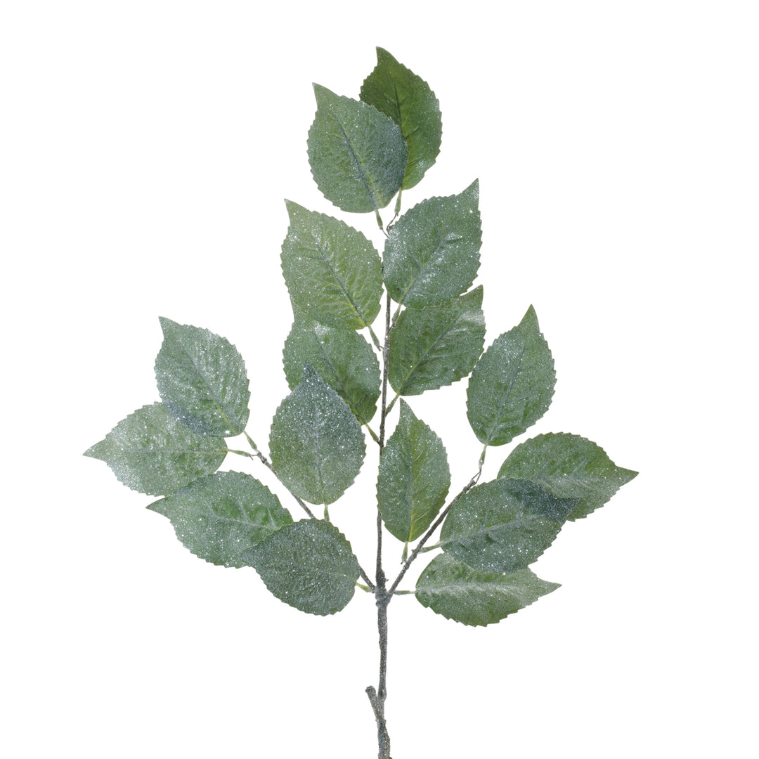 Glittered Sage Green Leaf Spray