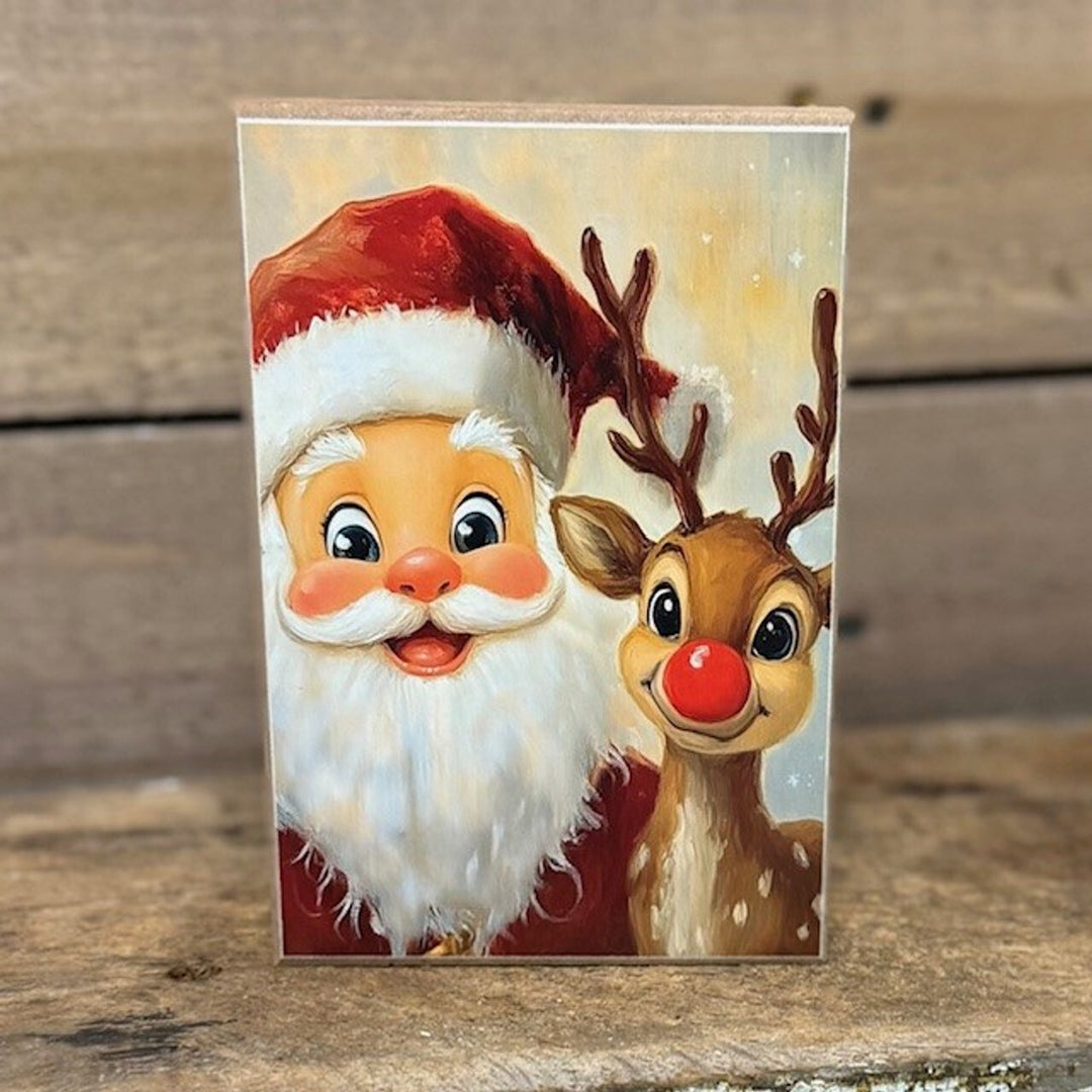 Santa and Reindeer Wood Block