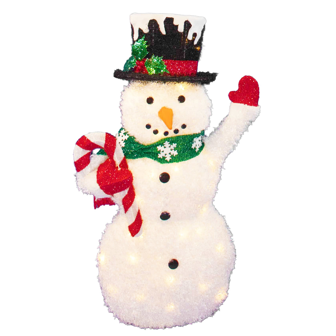 Flocked Lighted Snowman
