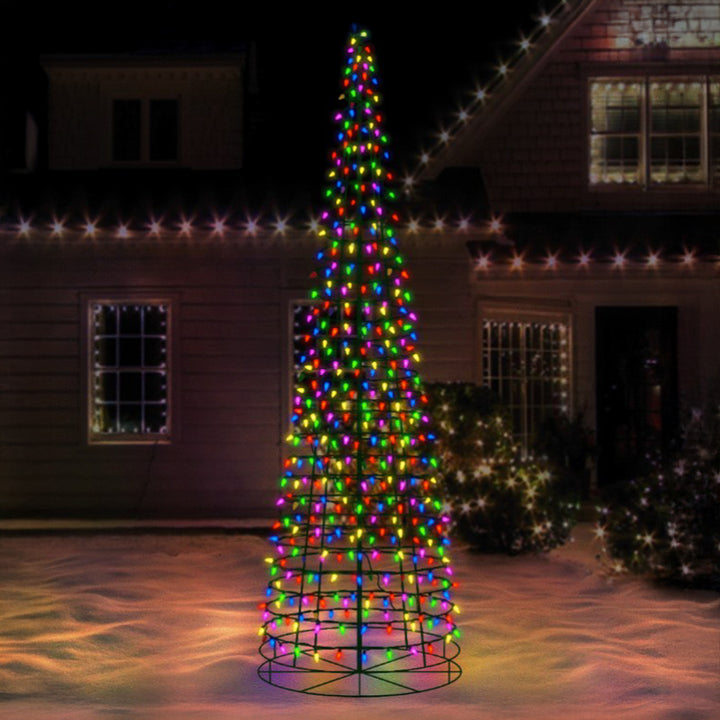 Multi-Color Cone Tree LED Light Display 8 Feet