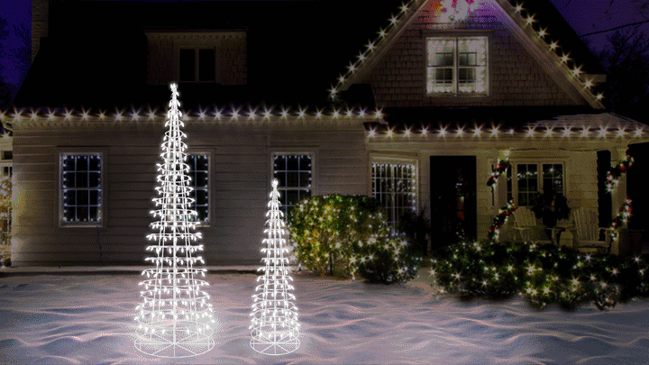 White Cone Tree LED Light Display