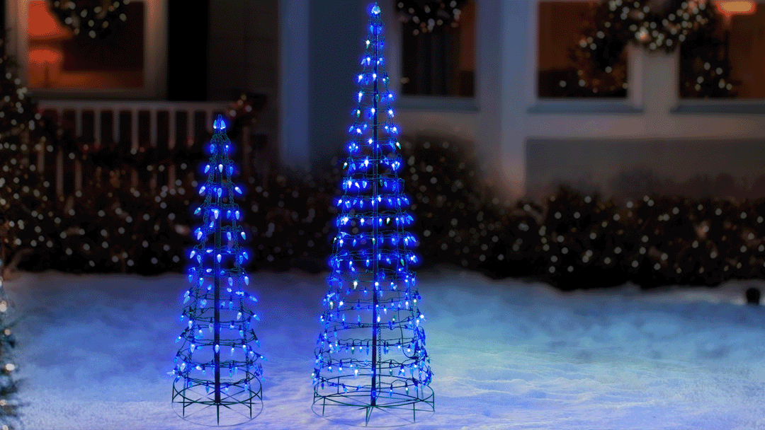 Blue Cone Tree LED Light Display
