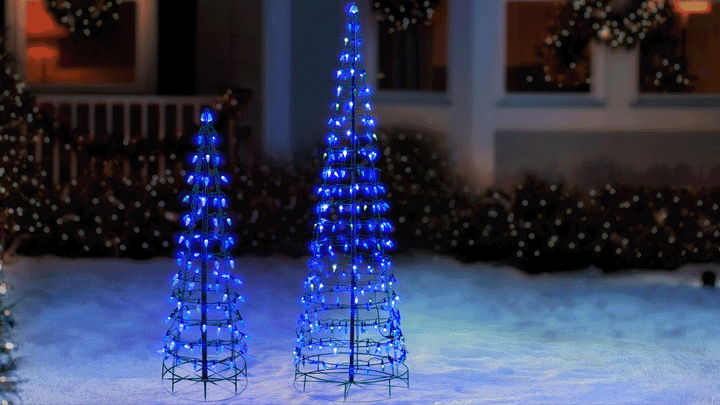 Blue Cone Tree LED Light Display
