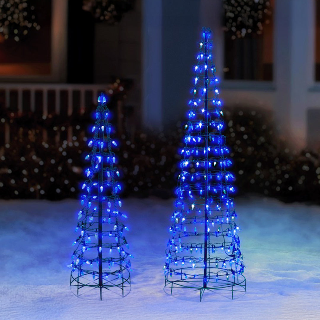 Blue Cone Tree LED Light Display