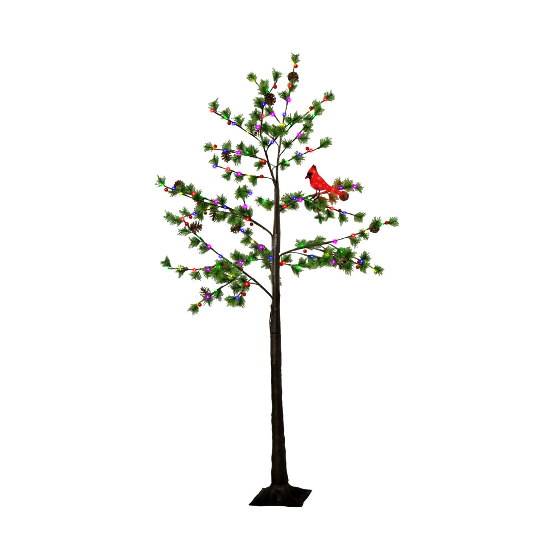 Austrian Pine with Cardinal LED Light Display Multi-Color