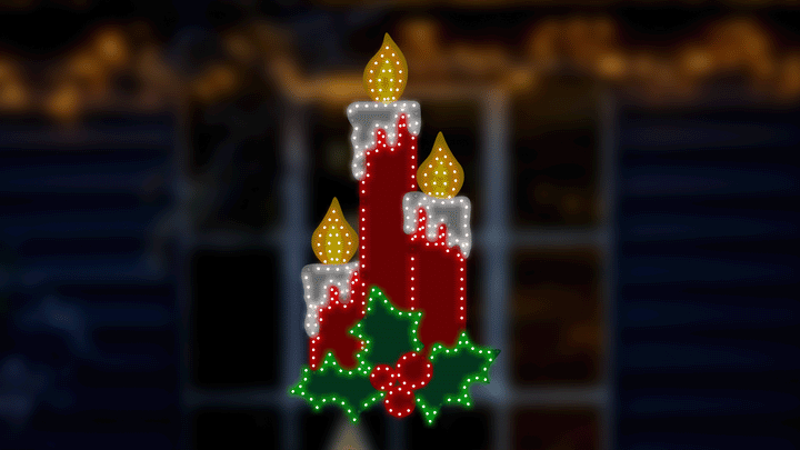 Hi-Vibrant Candles with Holly LED Light Display