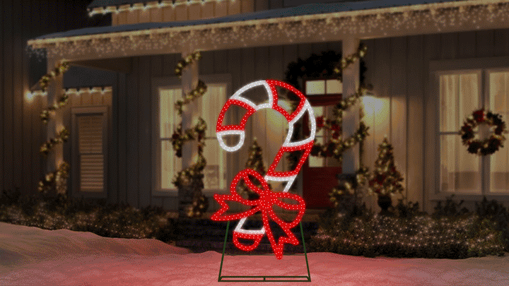 Jumbo Hi-Vibrant Candy Cane LED Light Display