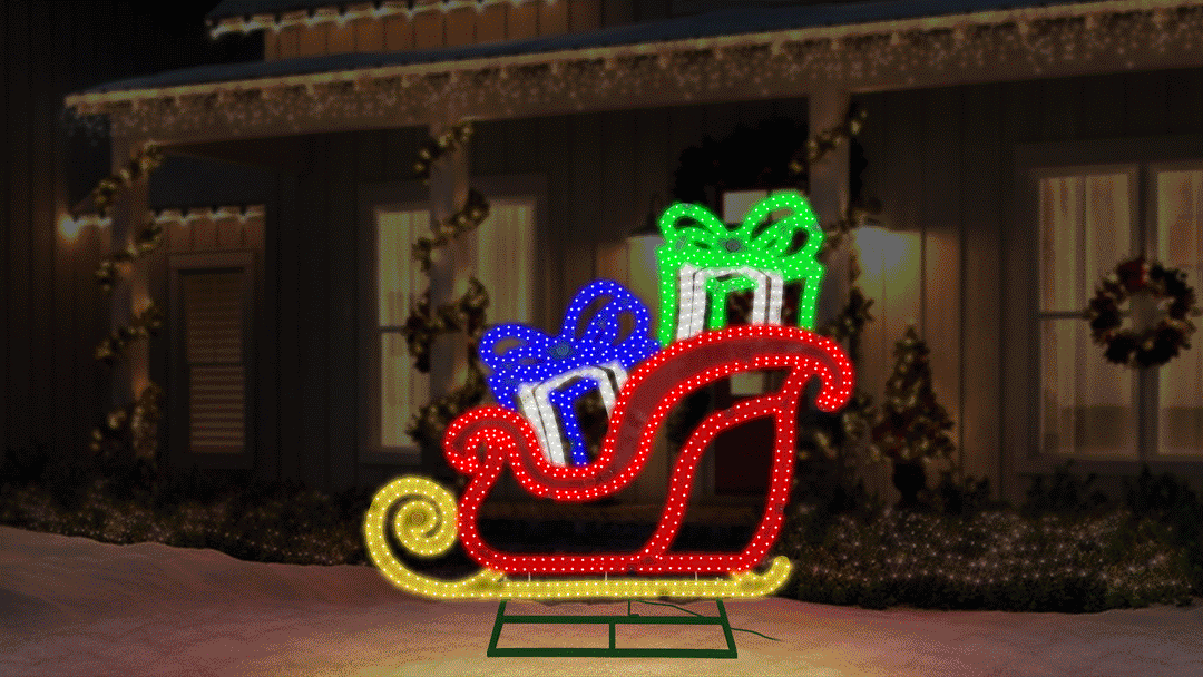 Jumbo Hi-Vibrant Sleigh with Presents LED Light Display