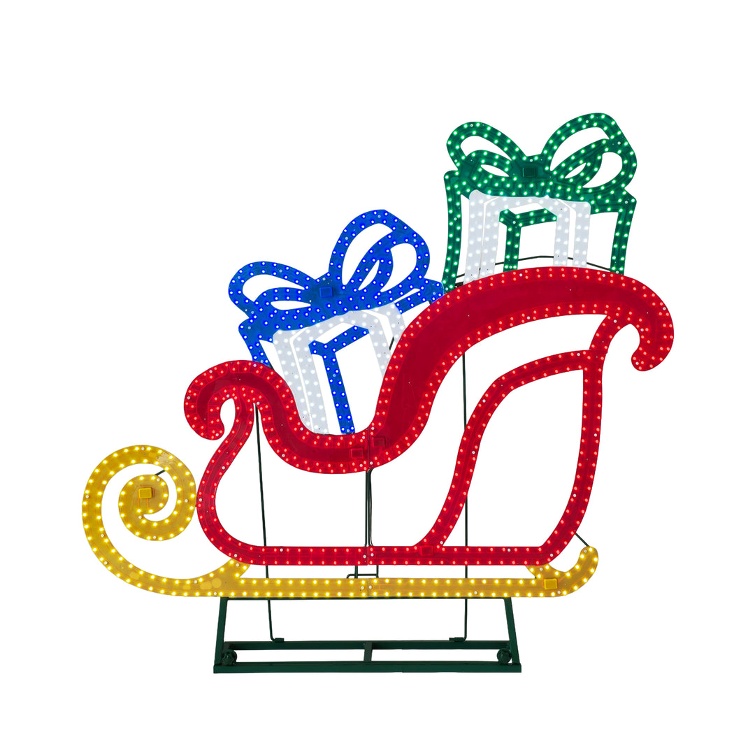 Jumbo Hi-Vibrant Sleigh with Presents LED Light Display