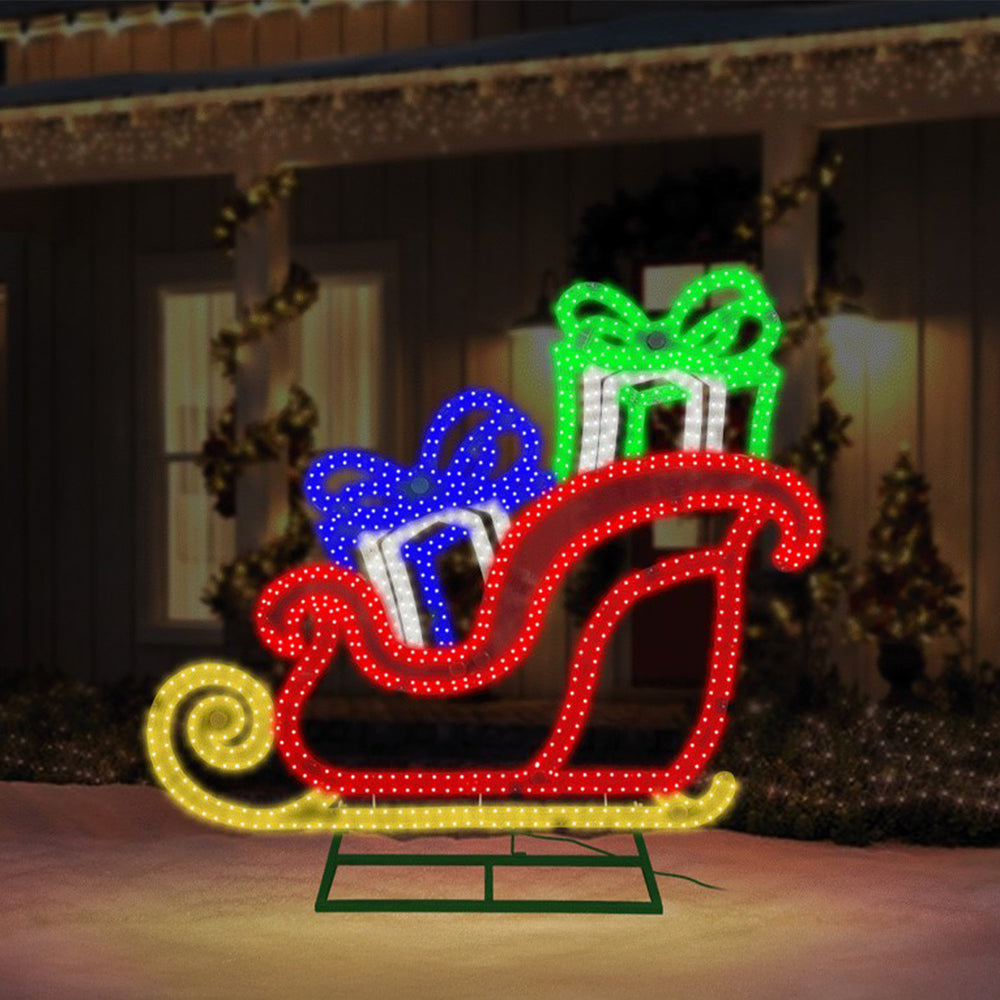 Jumbo Hi-Vibrant Sleigh with Presents LED Light Display