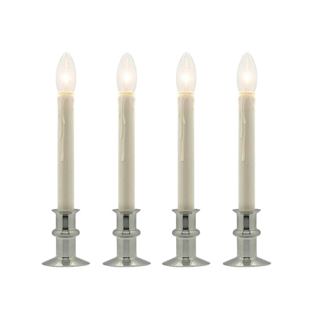 Traditional Battery Operated Window Candle with LED Bulb Brushed Nickel