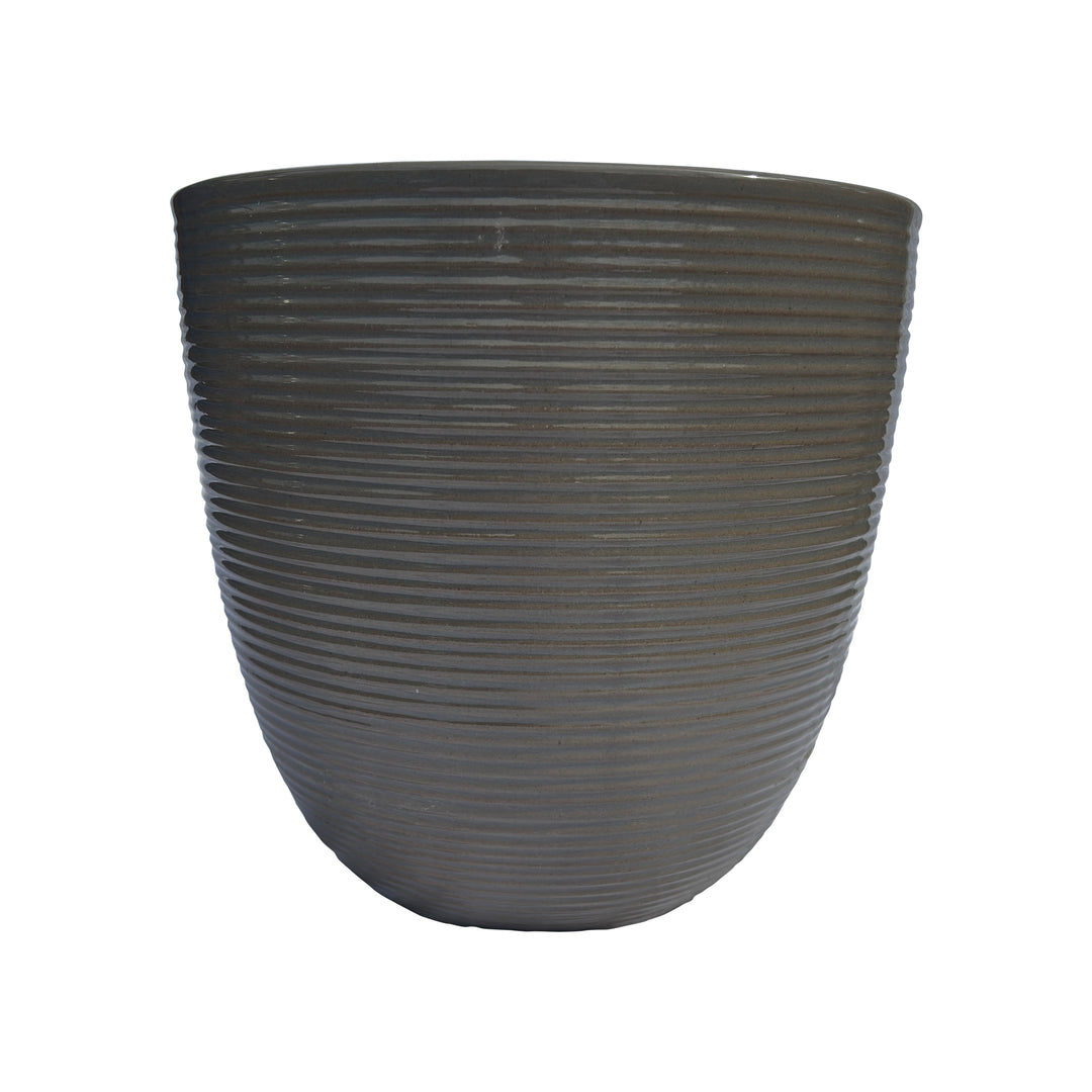 Grey Spun Egg Ceramic Pot