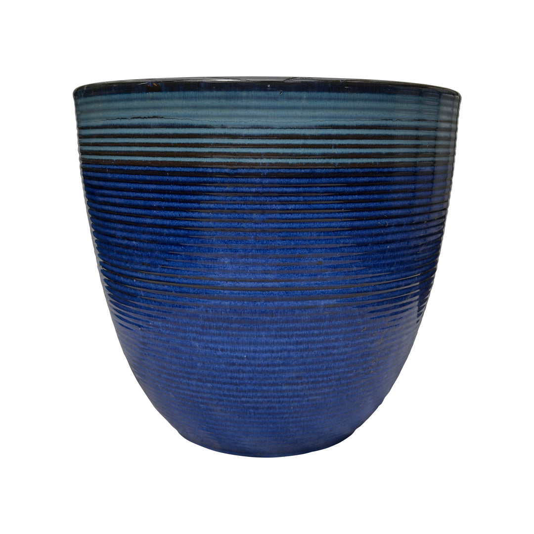 Blue Spun Egg Ceramic Pot