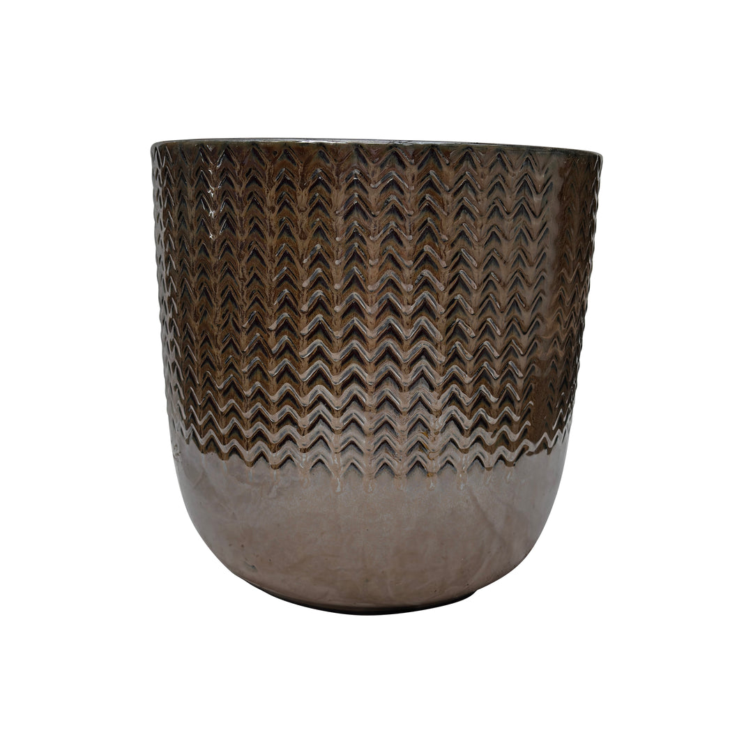 Brown Round Storm Ceramic Pot